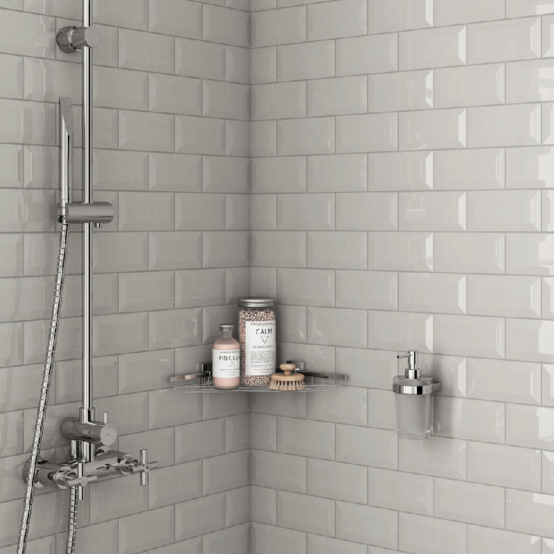 CC Textures 3x6 Beveled Gray Glossy Ceramic Wall Tile , Gray