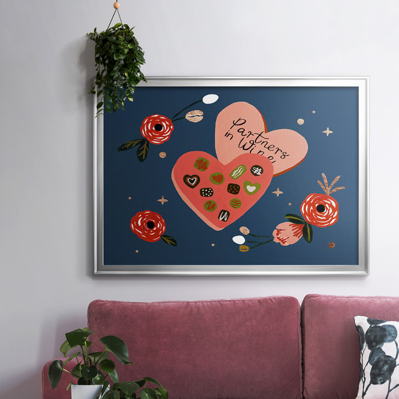 " Happy Galentine I ", Silver, 14" H x 20" W x 1.5" D