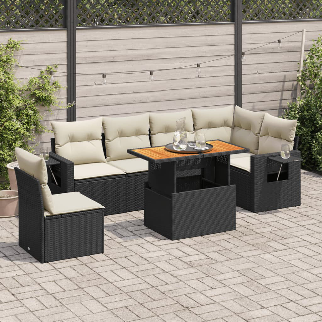 Vidaxl 7-Tlg. Garten-Sofagarnitur Mit Kissen Grau Poly Rattan