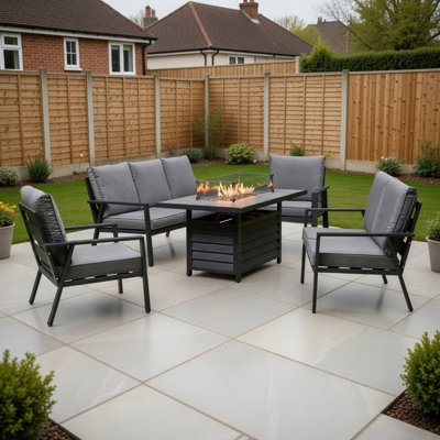 Aluminium Firepit Sofa Set Grey 5 Seater