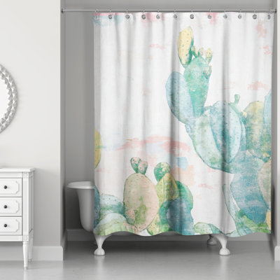 Funky Cactus Print Shower Curtain