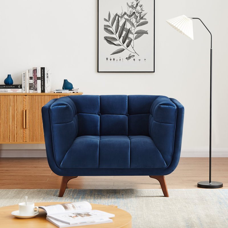 Cointon Upholstered Armchair, Blue Velvet