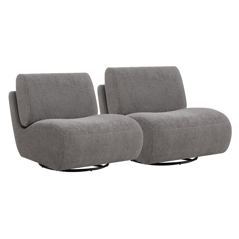 Nita 33'' Swivel Upholstered Accent Chair, Elite Saffron Tweed