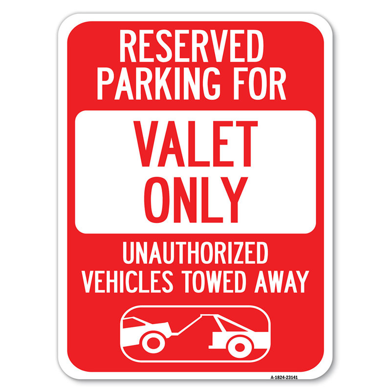 Stationnement réservé - Valet seulement véhicules non autorisés remorqués (avec graphique de remorquage de voiture) / 23141