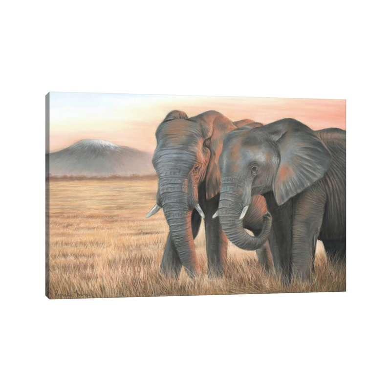 Two Elephants by Richard Macwee - Wrapped Canvas Gallery-Wrapped Canvas Giclée, 20.32 cm H x 30.48 cm W