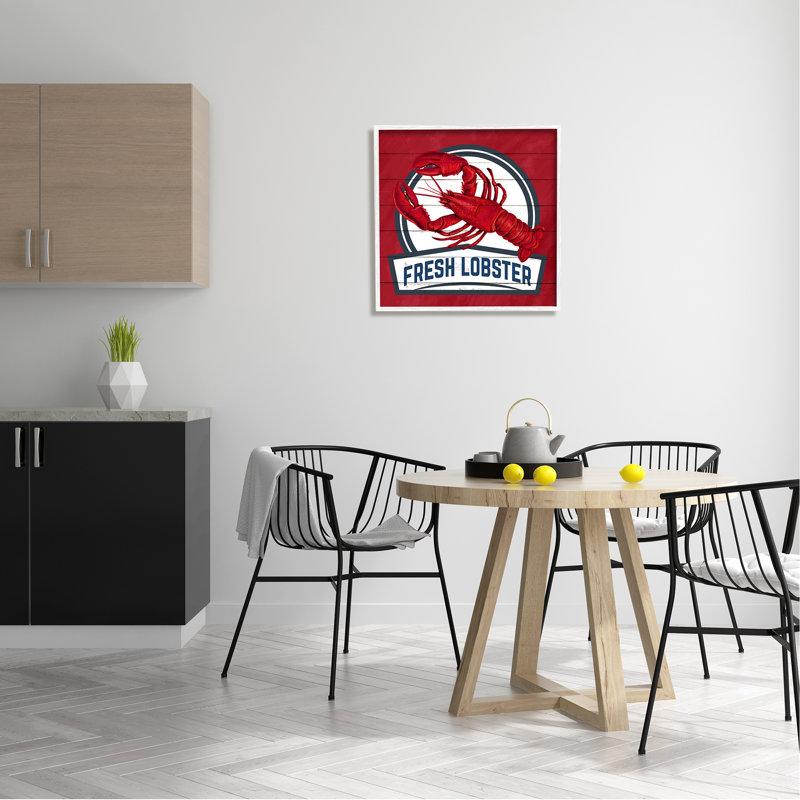 «Red Fresh Lobster», art de la giclée encadrée par Kim Allen, Estampe numérique encadrée blanc bord de mer