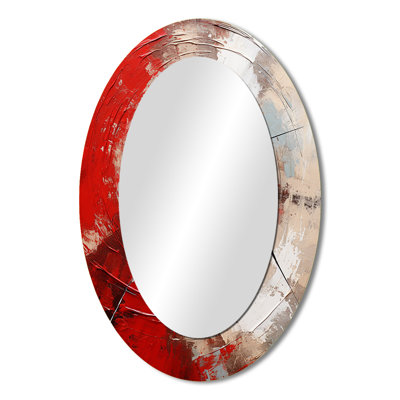 Red Grey Majestic Motion Spiral - Red Oval Wall Mirror Decor