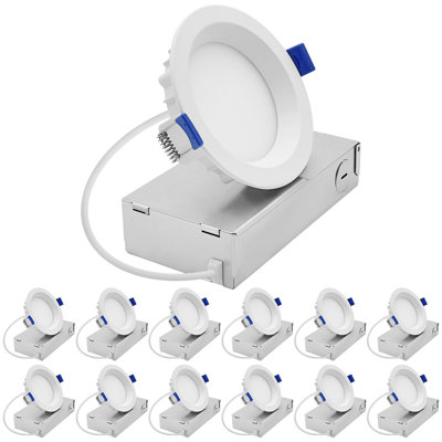 Luxrite 4 po Mini panneau à DEL régressé, lumière encastrée, 5CCT, gradateur à chaud, 8W / 11W, 600/900 lumens, CRI90, double intensité variable, 100 °, ETL 12 pièces