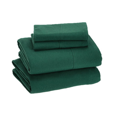 Ensemble de draps en jersey grand respirant en jersey 4 pièces | Toutes saisons, vert foncé