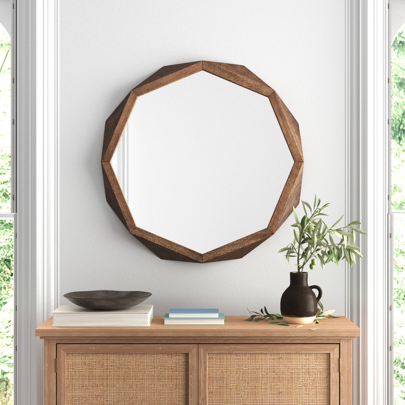 Jo Accent Mirror, 41" x 41", Brown