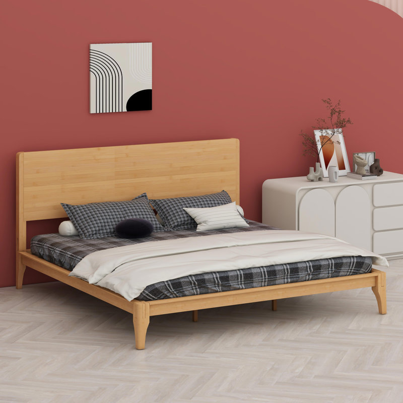Lit plateforme en bois de bambou, Naturel