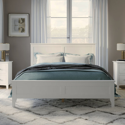 Modern White Solid Wood Full Platform Bed With Sturdy Wooden Slats Support,No Box Spring Needed (Old SKU:N701P301030K)