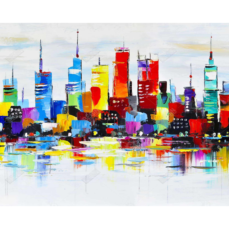 «Abstract And Colorful City» sur toile, H 48 po x l 60 po