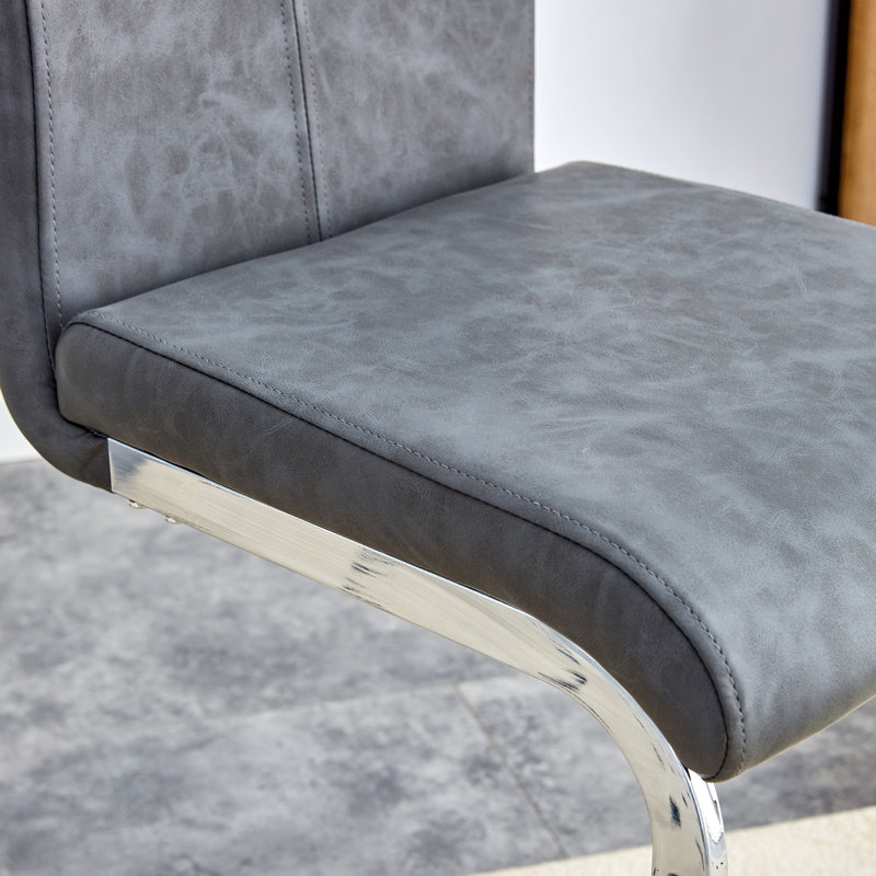 25'' Upholstered Counter Stool, Rustic Gray, Counter Stool (25” Seat Height), Chrome