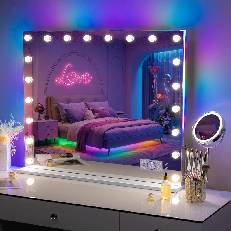Metal Rectangle Mirror, 31.49" H x 39.37" W x 5.9" D
