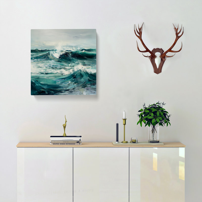 Ocean Gestural Art - Wrapped Canvas, 50cm H x 50cm W