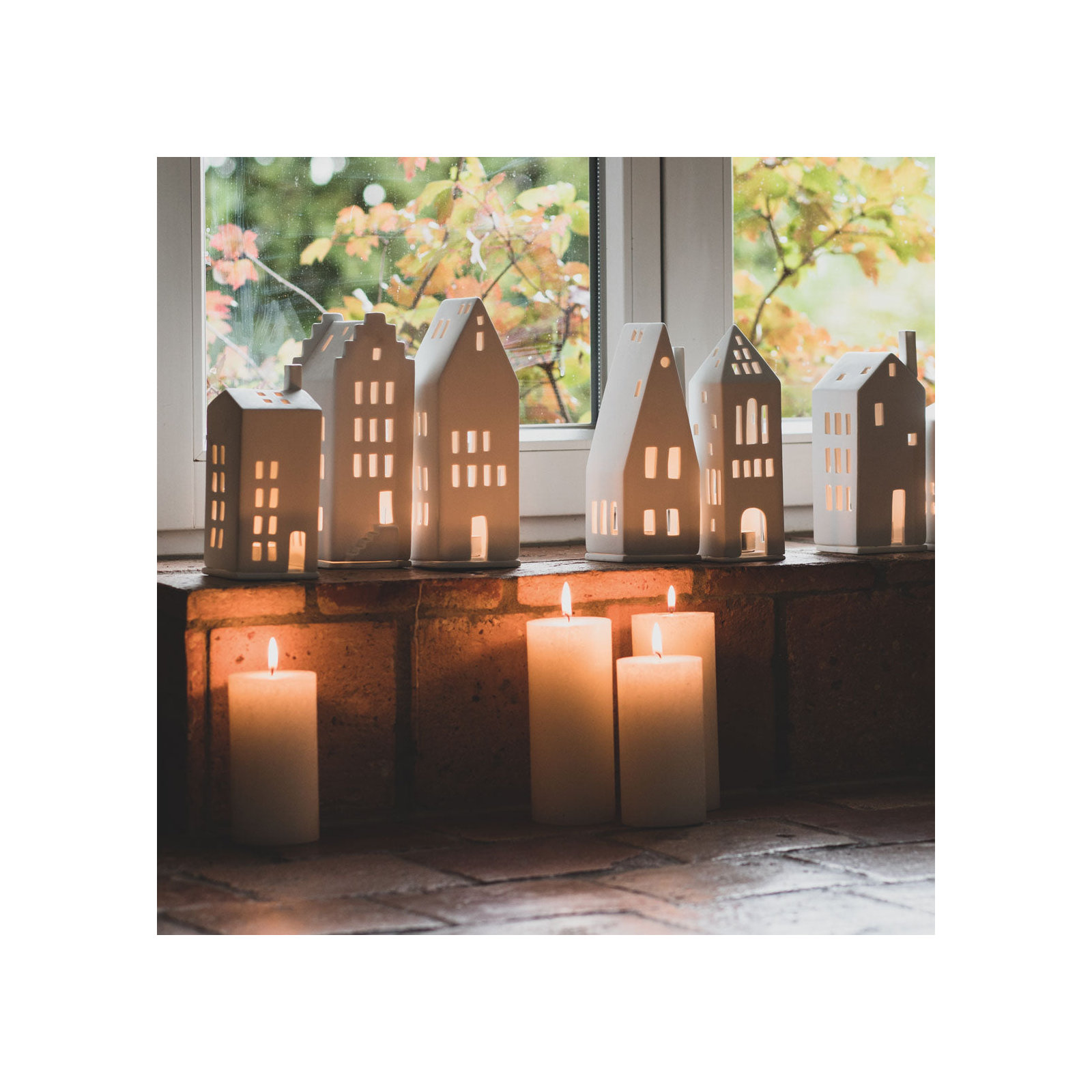 Porcelain Village House - Pointed Roof, 7.9" H x 3" W x 2.8" D