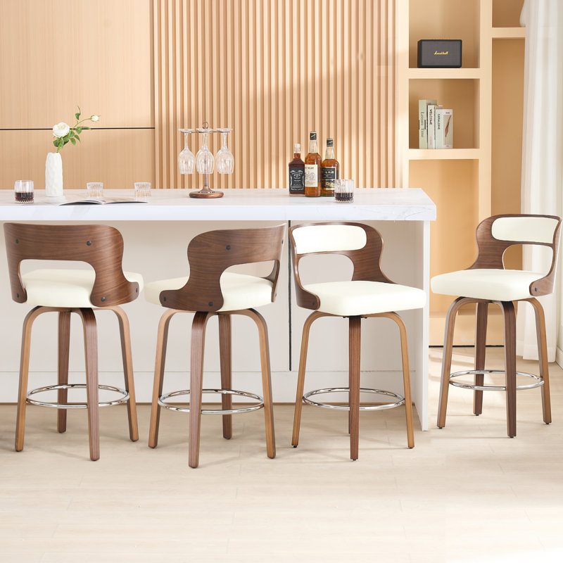 Swivel Faux Leather Counter & Bar Stools, White