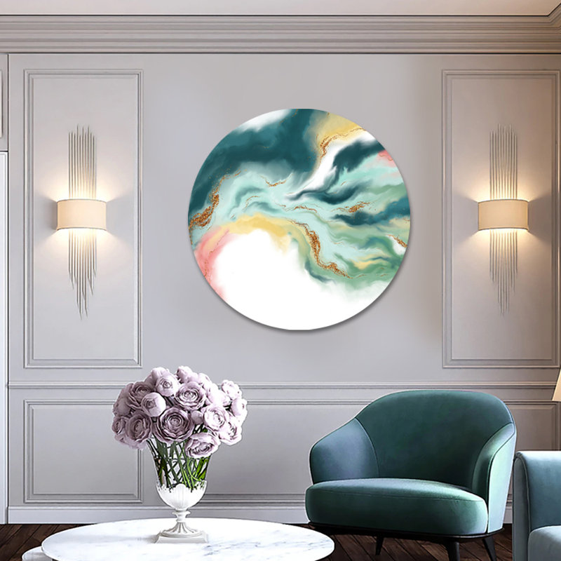 Lustré - imprimé rond sans cadre, Plastique / acrylique, H 24 po x l 24 po
