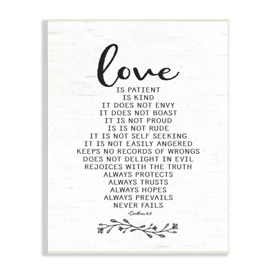 Love Is.. Uplifting Heartfelt Quote Spiritual Scripture Wall Plaque Art By Lettered And Lined