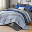 Ensemble d'édredon pour lit très grand Andency 7 pièces - lit dans un sac rayé blanc et noir, ensemble de literie toutes saisons en microfibre douce avec édredon, drap-housse, taies d'oreiller et taies décoratives-124609747-124609754