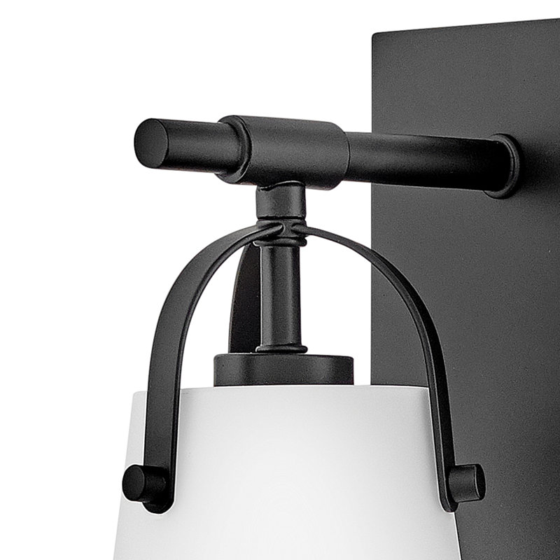 Foster 1-Light Dimmable Bath Sconce with Etched Opal Shade, Black