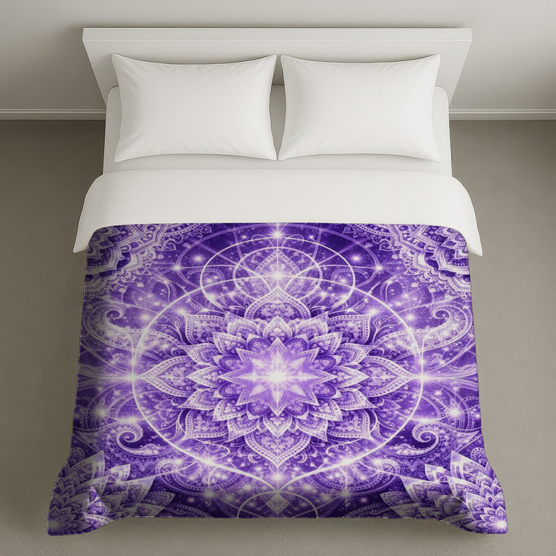 Housses de couette mauve complexe, Grand lit
