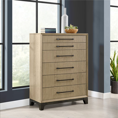 Commode 6 tiroirs caramel et cacao