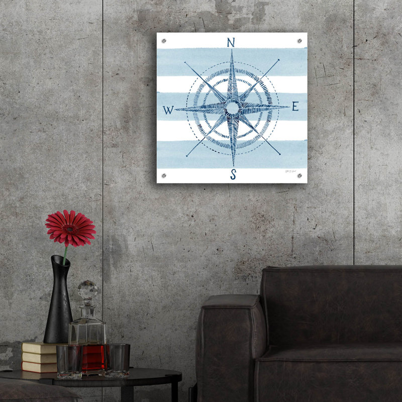 «Nautical Compass» par Yvette St. Amant, art mural en verre acrylique, H 24 po x l 24 po x P 0,2 po