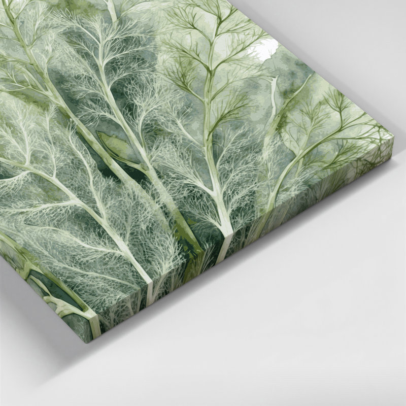 "Watercolor Botanical 74", art mural sur toile verte, H 8 po x l 8 po