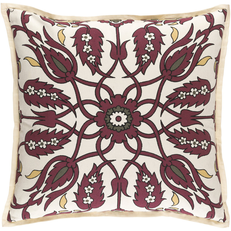 Chafin Square Pillow Cover & Insert, 20" H x 20" W, Down, Red\Brown