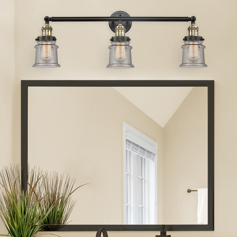 Éclairage pour salle de bain 3 lumières Galaviz, Transparent 1, Laiton antique noir, Ampoule non incluse