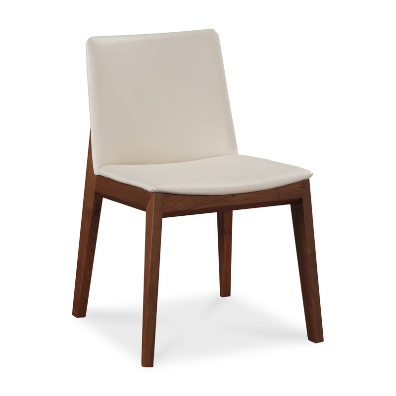 Anrey Vegan Leather Dining Chair, Cream Faux Leather, Brown