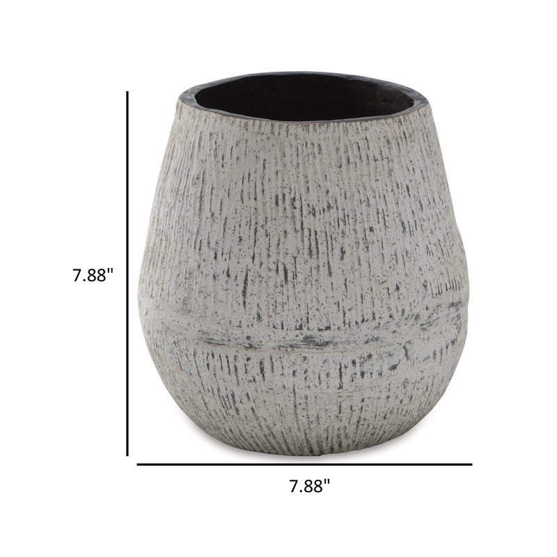 Mony Tabletop Decorative Flower Vase, Home Accessory, White Brown, 7.88" H x 7.88" W x 7.88" D