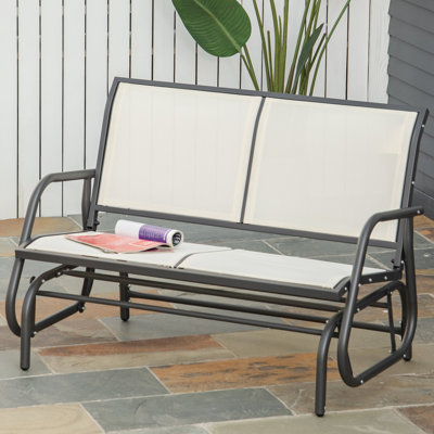 Balancelle de patio double, 2 balançoires d'extérieur. Tissu beige à séchage rapide, tissu hydrofuge Fabrication en acier thermolaqué, supportant 440 lb. À bascule lisse, adapté pour le porche, la cour avant. 47,25 po x l
