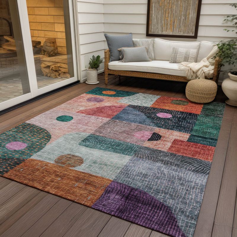 Tapis orange intérieur / extérieur lavable à la machine Chantille ACN1117, Rectangle 5 pi x 7 pi 6 po