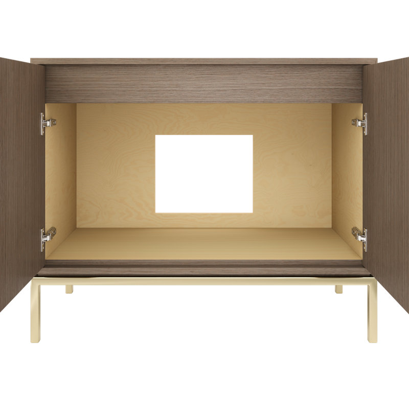 Rift White Oak Single Bath Vanity, Natural Weathered, Satin Gold, 42"
