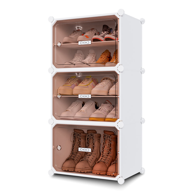 Shoe Rack,Expandable Multi-Functional Shoe Cabinet with Door, 6 Tier