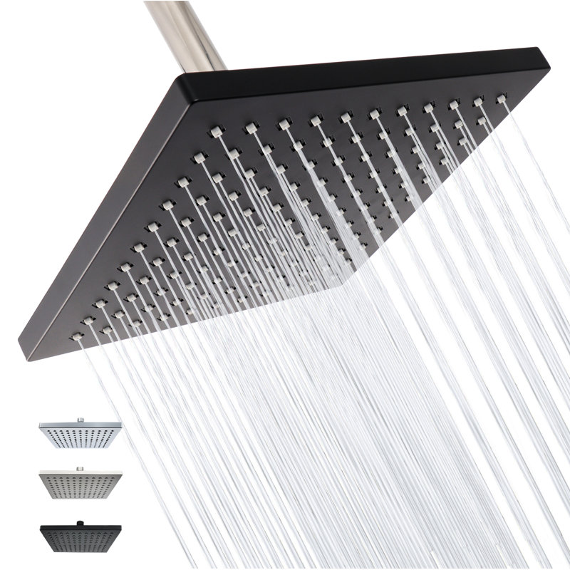 High Pressure Shower Head Rain Shower Head Matte Black Modern Design Square Rainfall Showerhead,Single Function Easy To Clean 8" Face