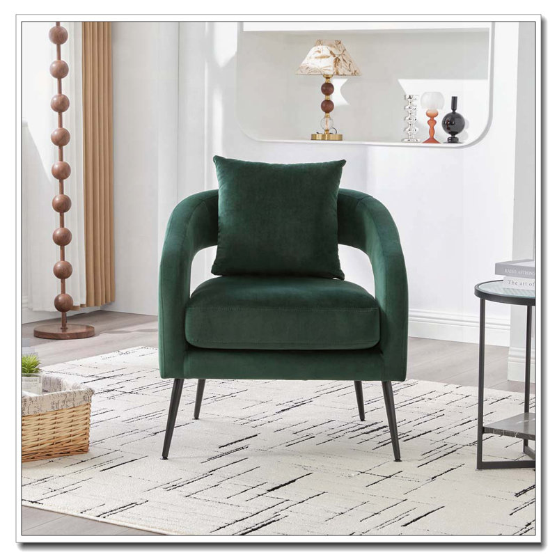 Chaise d'appoint rembourrée en velours, Vert
