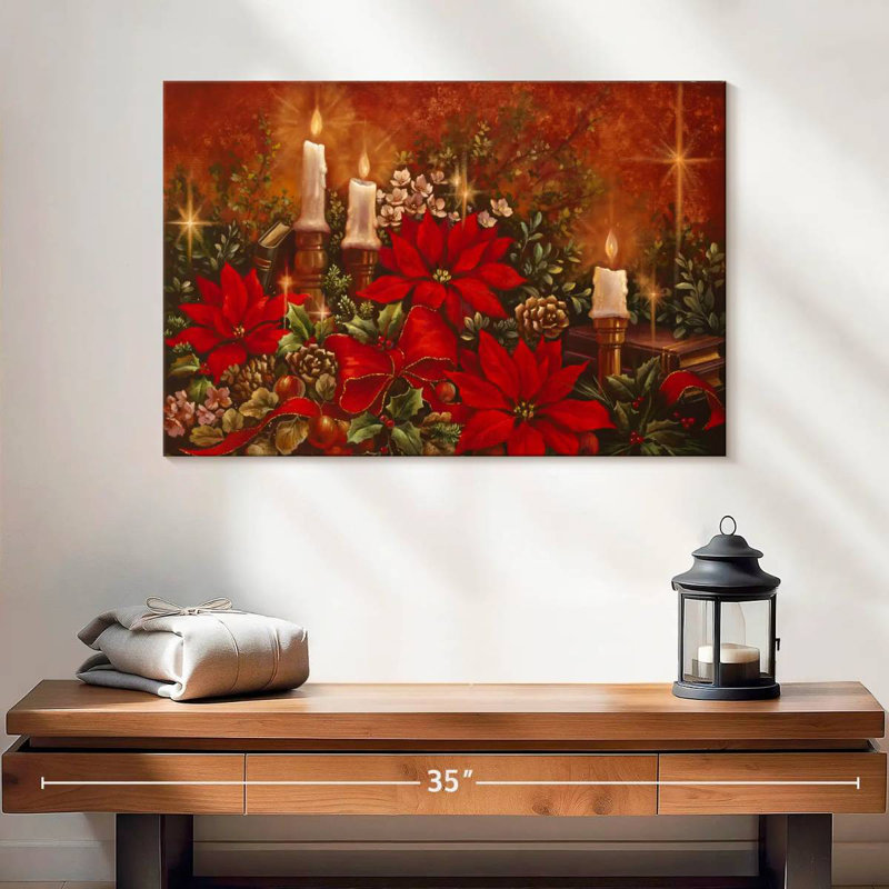 Poinsettia lumineux, H 16 po x l 24 po
