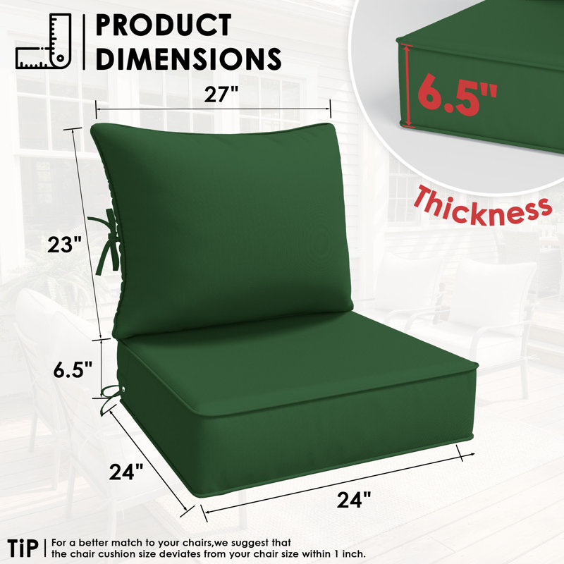 6.5″ Outdoor Replacement  Cushion Set, Deep Seating Seat / Back Cushion Set, Green