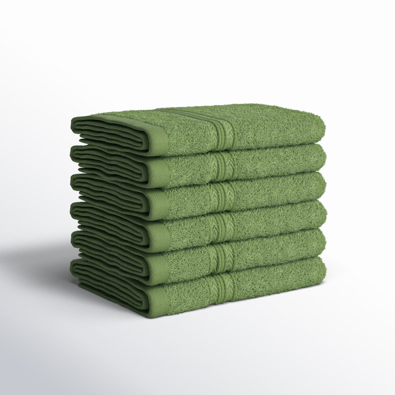 450 GSM Simba Eco-Friendly Sustainable Solid Cotton Face Towel / Washcloth Set, Terrace Green