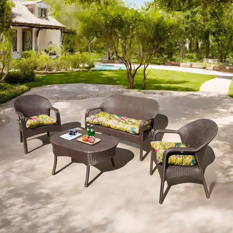 Outdoor 5'' Seat / Back Cushion, Yellow Floral