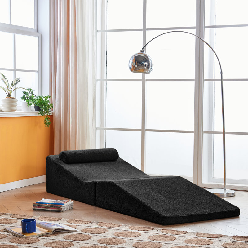 Chaise longue d'intérieur pliable et portable, Noir