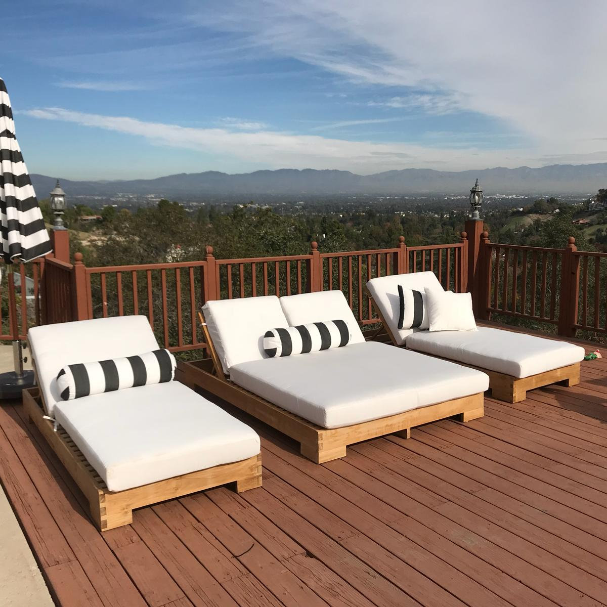55" Sunbrella® Patio Double Chaise Lounge, Canvas Natural Sunbrella