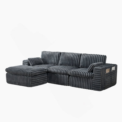 Luxury Ribbed Chenille Upholstered Modular Sectional Sofa With Ottoman For Ultimate Comfort And Flexible Layouts.