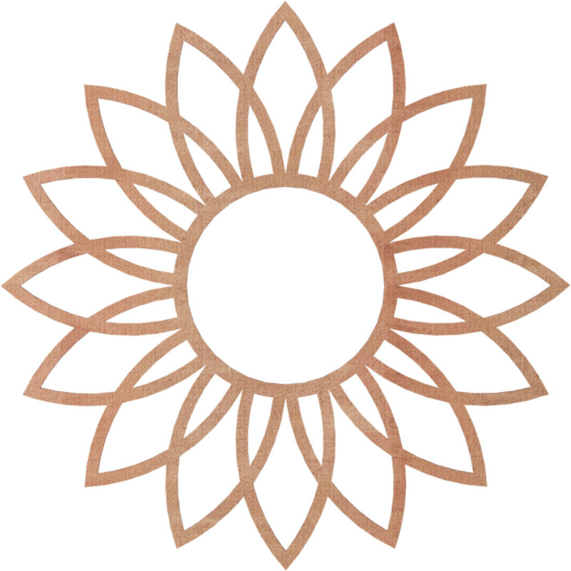 Médaillon de plafond en bois de marguerite, noyer 32 po x P 11 1/8 po x T 3/8 po, H 32 po x l 32 po x P 0,25 po, Cerisier