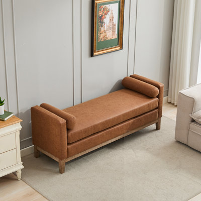 Upholstered Bench With Arms And 2 Bolsters