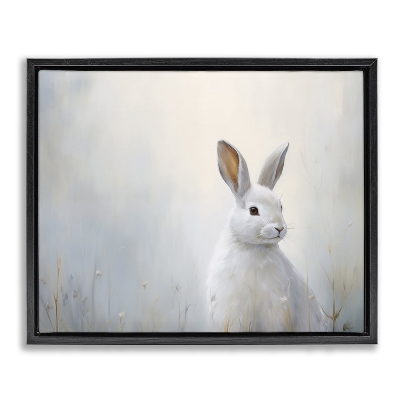 Art mural sur toile Serene Rabbit Floater, design par Arlington Prints, Cadre flottant noir de jais, H 17 po x l 21 po